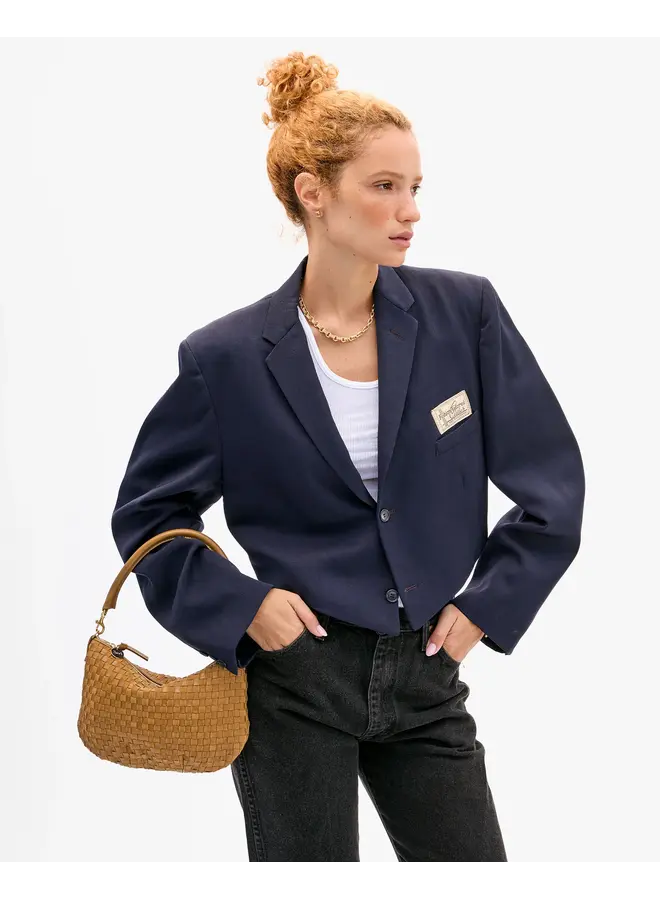 Petit Moyen Messenger - Leather & Suede Woven Checker - Sequoia