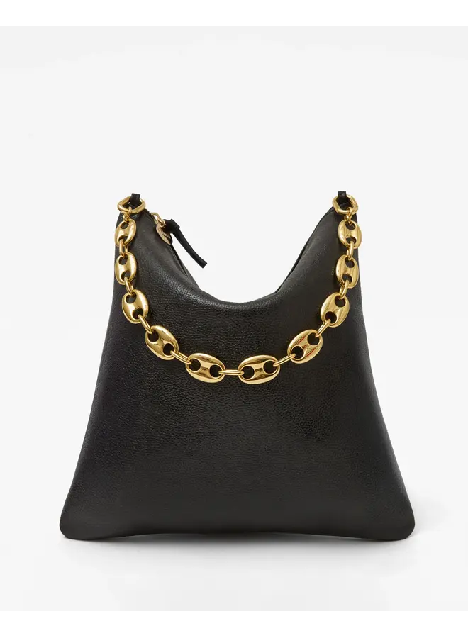 Foldover Clutch with Tabs - Petit Caviar - Black