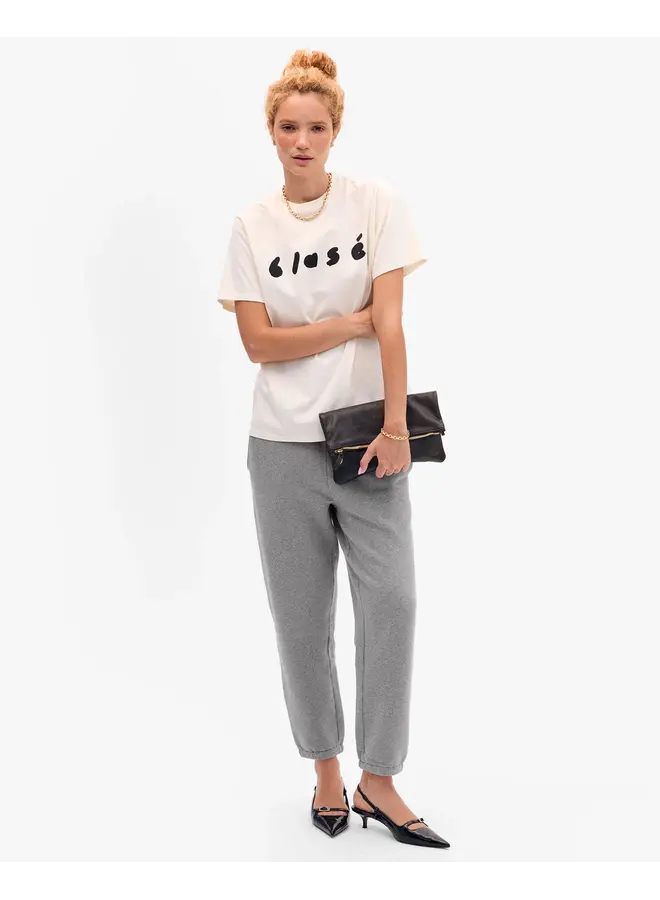 Foldover Clutch with Tabs - Petit Caviar - Black