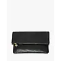 Foldover Clutch with Tabs - Petit Caviar - Black