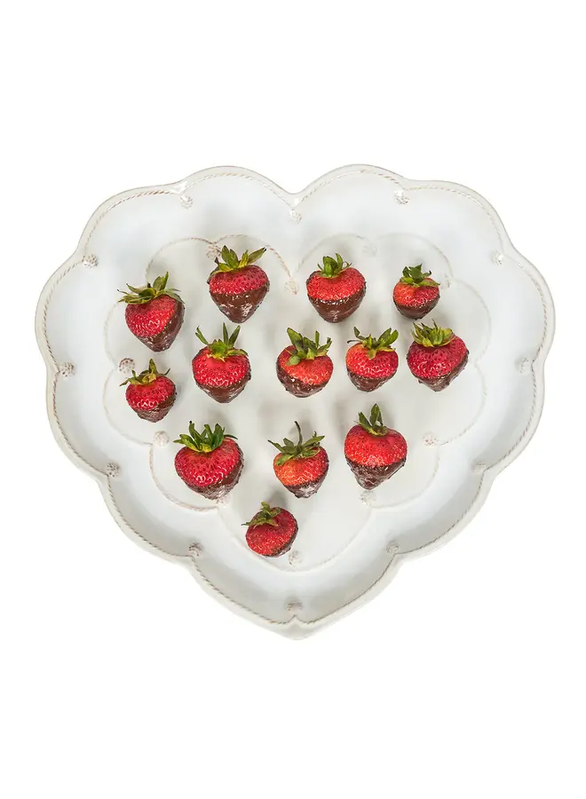 15" Heart Platter - Whitewash