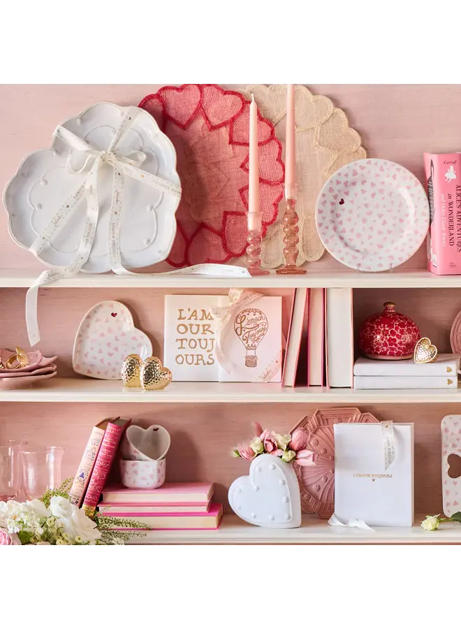 Berry & Thread  15" Heart Platter - Whitewash