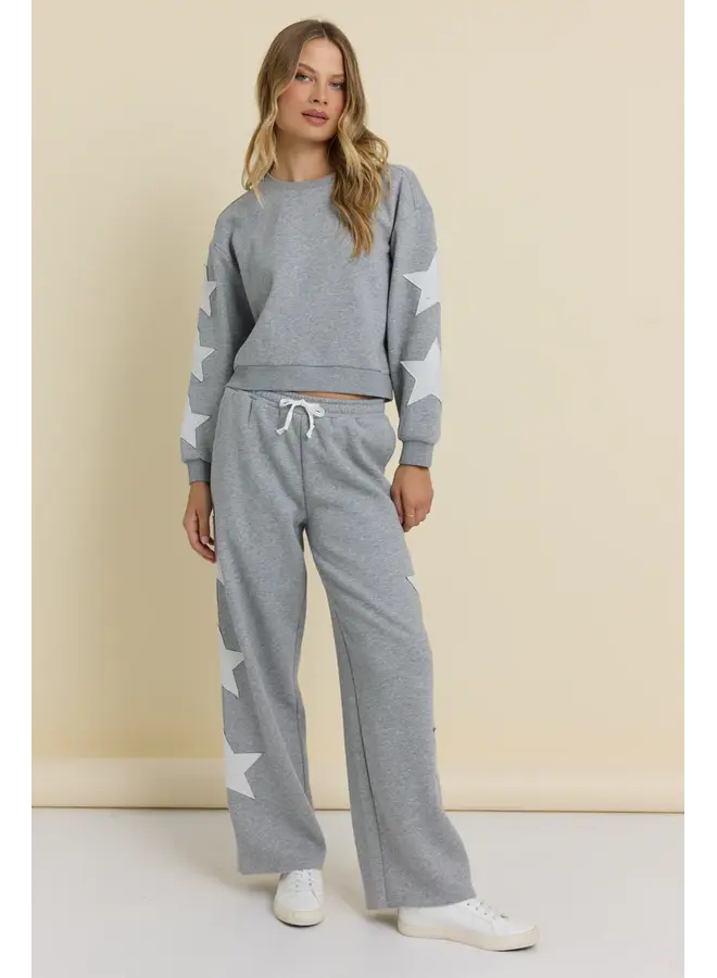 Reverse Terry Crew with Star Applique