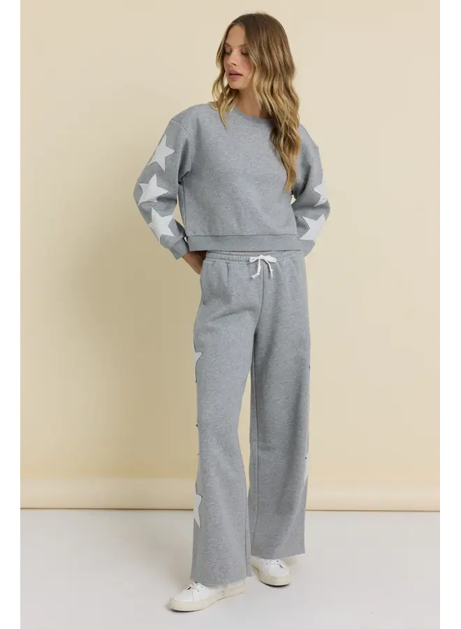 Reverse Terry Crew with Star Applique