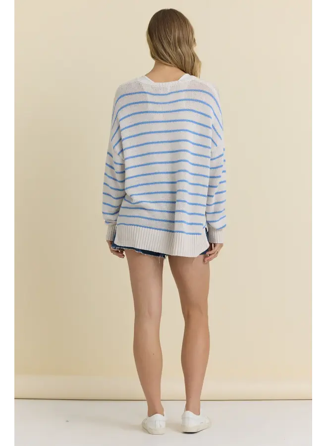 Purl Knit Stripe Sweater with Anchor