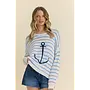 Purl Knit Stripe Sweater with Anchor
