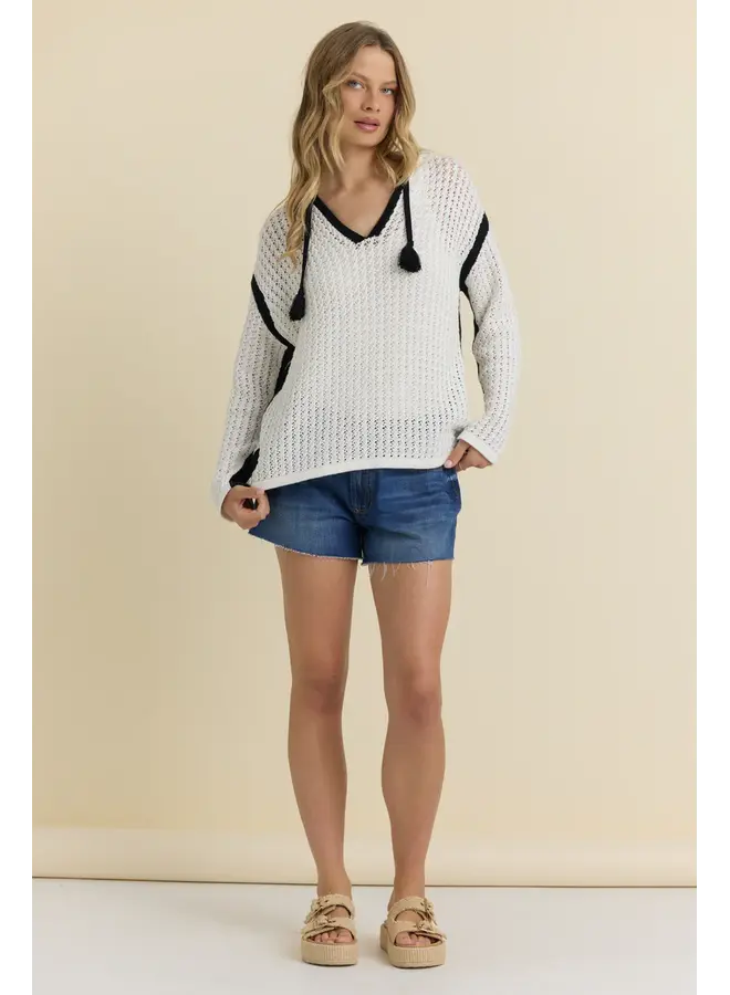 Contrast Crochet Hoodie