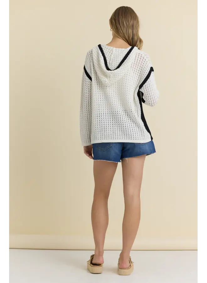 Contrast Crochet Hoodie