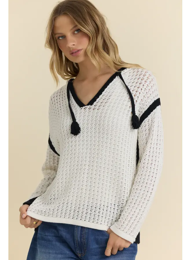 Contrast Crochet Hoodie