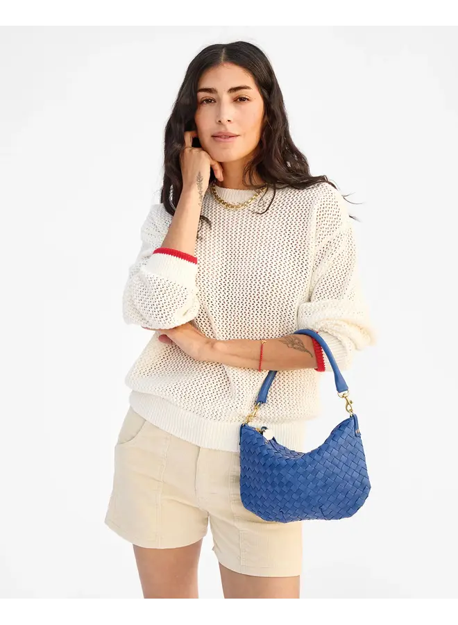 Petit Moyen Messenger - Medium Woven Diagonal - French Blue