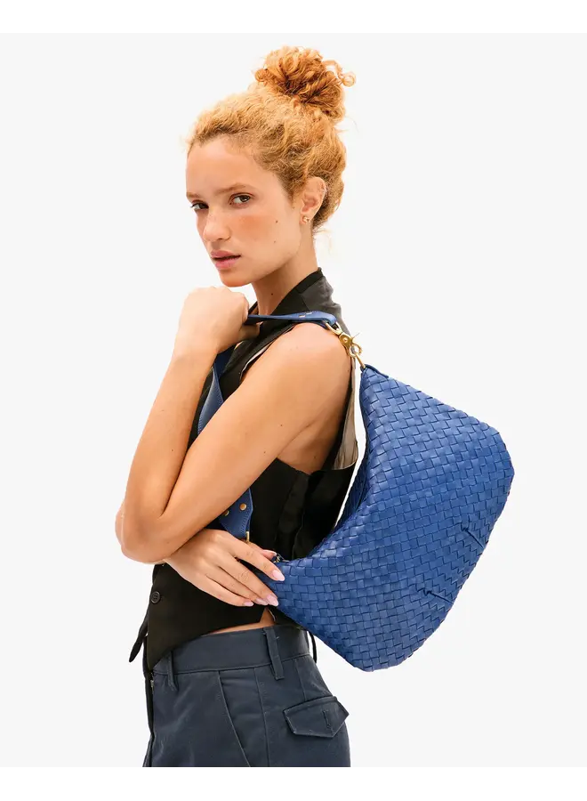 Moyen Messenger - Medium Woven Diagonal - French Blue