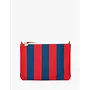 Flat Clutch w/ Tabs - Canvas Stripe - Poppy/French Blue