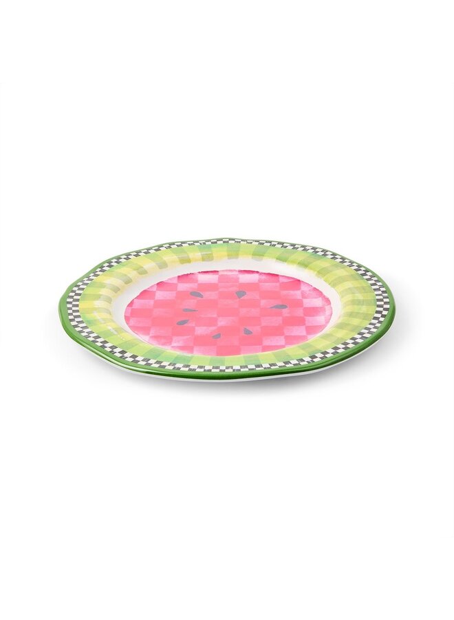 Watermelon Melamine Dinner Plates, Set of 4