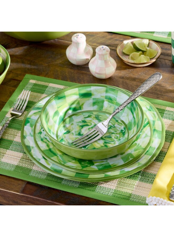 Green Marble Check Melamine Small Bowls, Set of 4