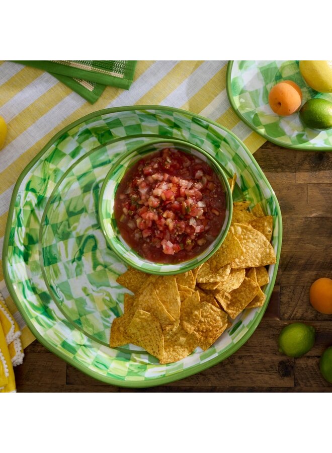 Green Marble Check Melamine Small Bowls, Set of 4