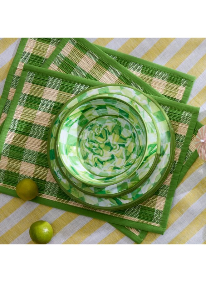Green Marble Check Melamine Small Bowls, Set of 4