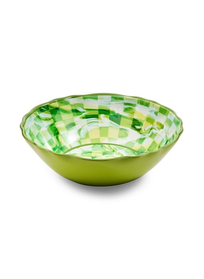Green Marble Check Melamine Serving Bowl