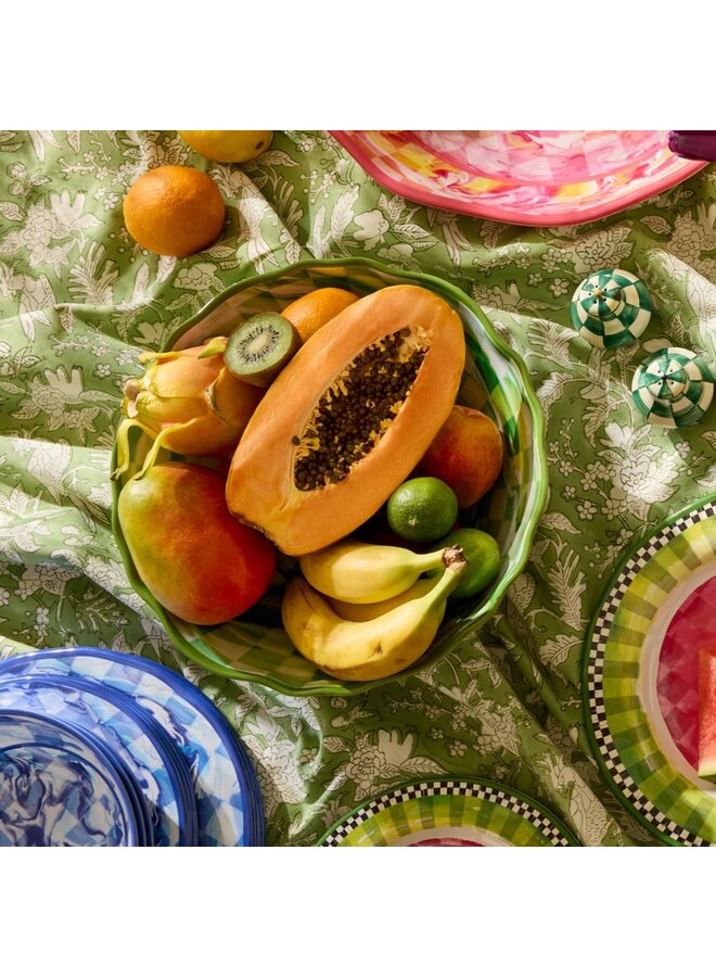 Green Marble Check Melamine Serving Bowl