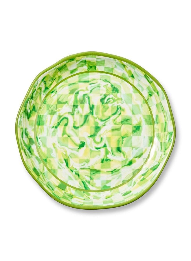 Green Marble Check Melamine Large Platter