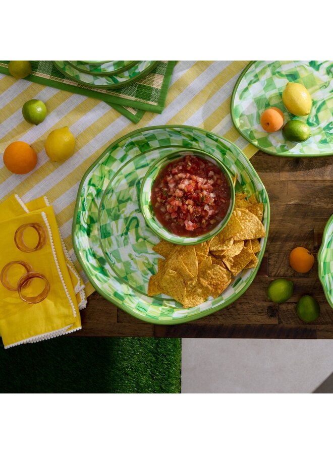 Green Marble Check Melamine Large Platter