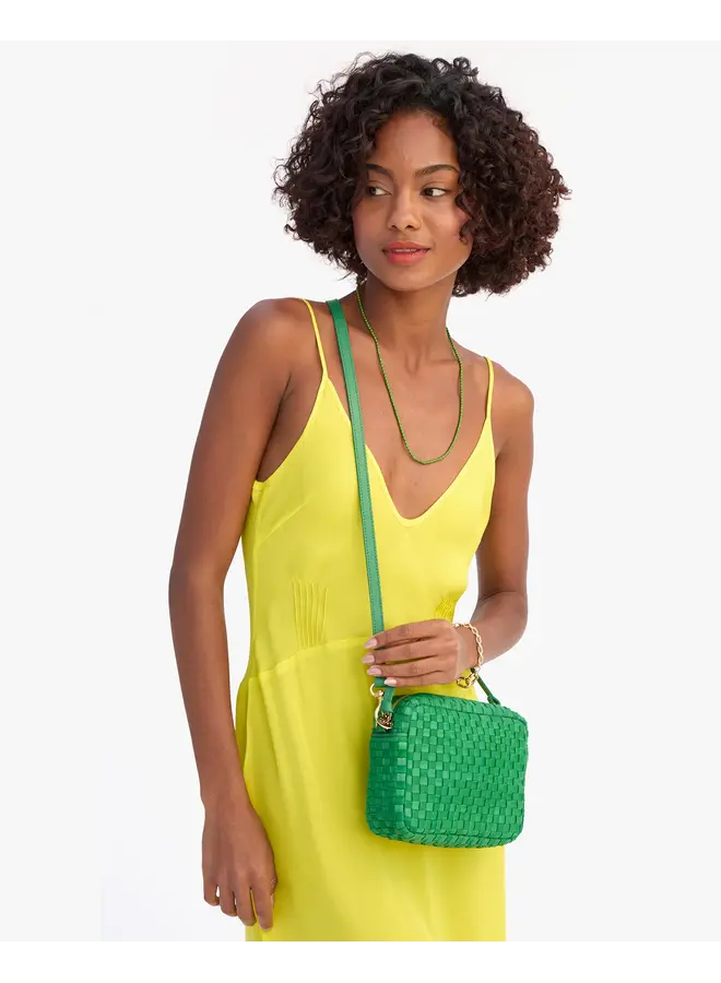 Midi Sac - Leather & Suede Woven Checker - Grass