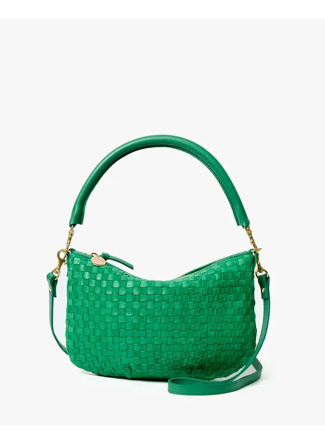 Petit Moyen Messenger - Leather & Suede Woven Checker - Grass