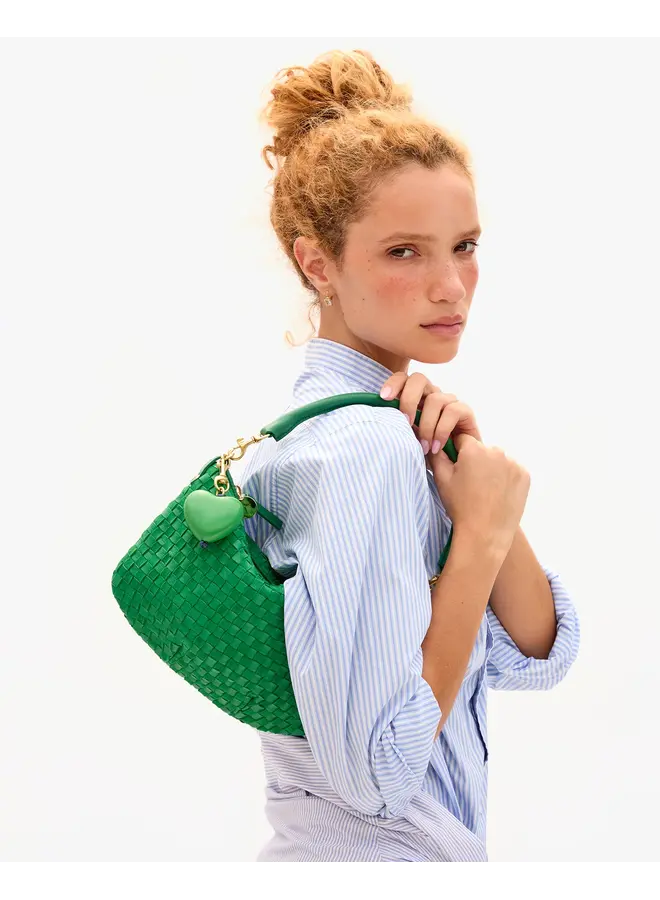 Petit Moyen Messenger - Leather & Suede Woven Checker - Grass