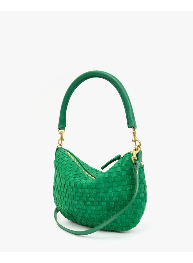 Petit Moyen Messenger - Leather & Suede Woven Checker - Grass