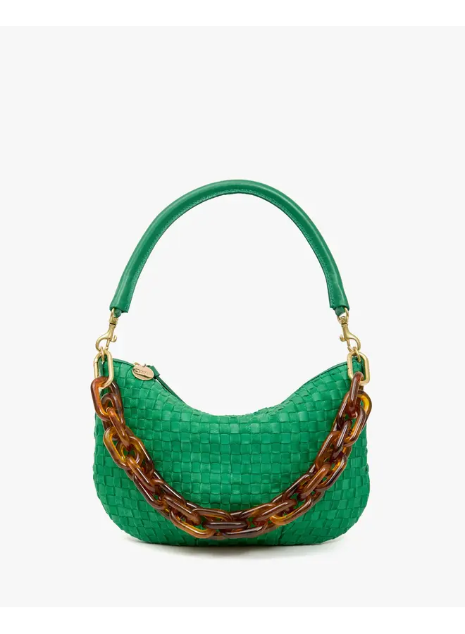 Petit Moyen Messenger - Leather & Suede Woven Checker - Grass
