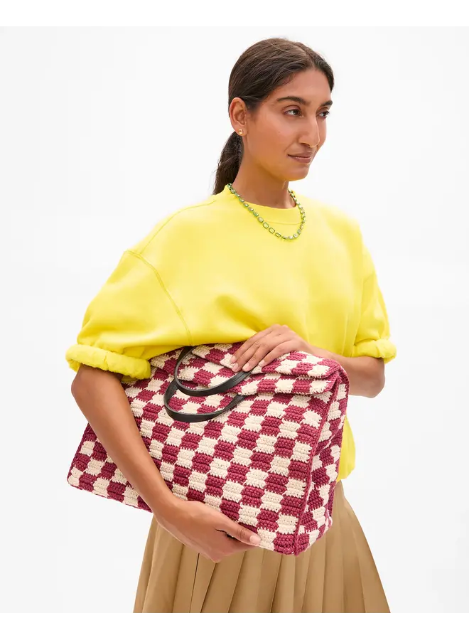 Summer Simple Tote - Crochet Checker - Plummy/Cream