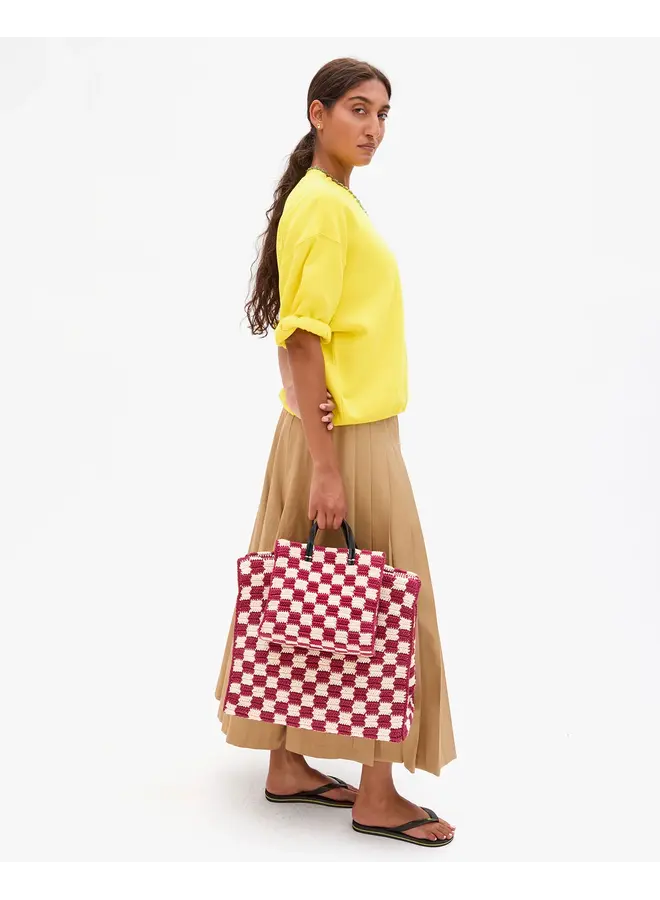 Summer Simple Tote - Crochet Checker - Plummy/Cream