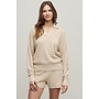 Heathered Cotton Tulip Pointelle Collared Pullover -