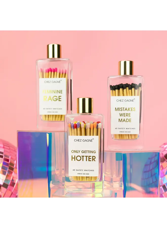 Only Getting Hotter Glass Bottle Matches (Rainbow)