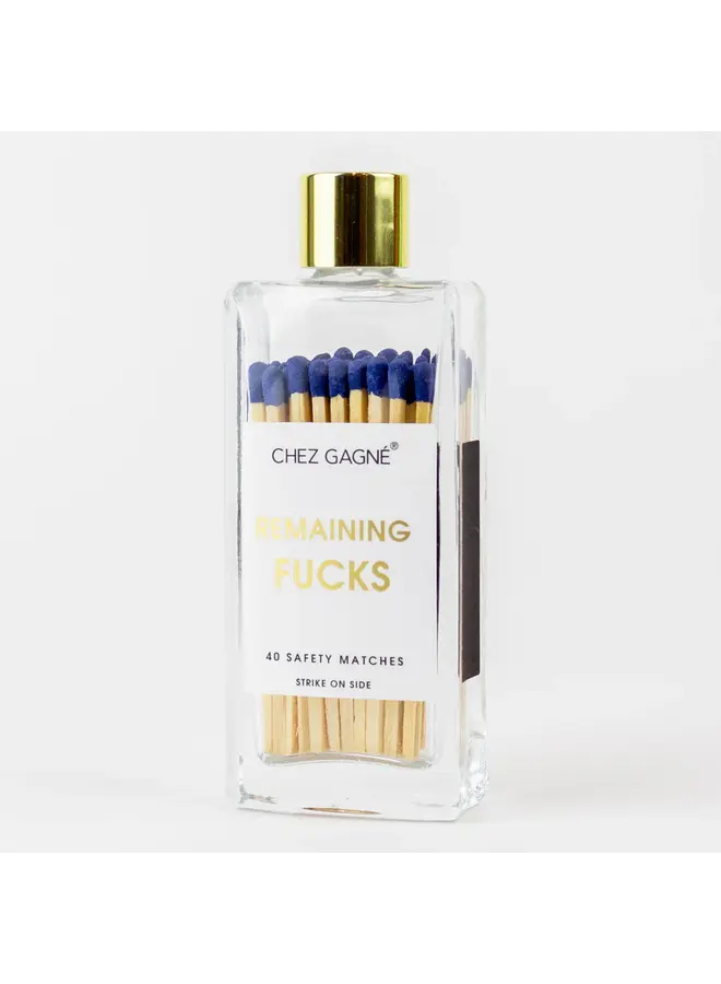 Remaining Fucks Glass Bottle Matches (Navy)