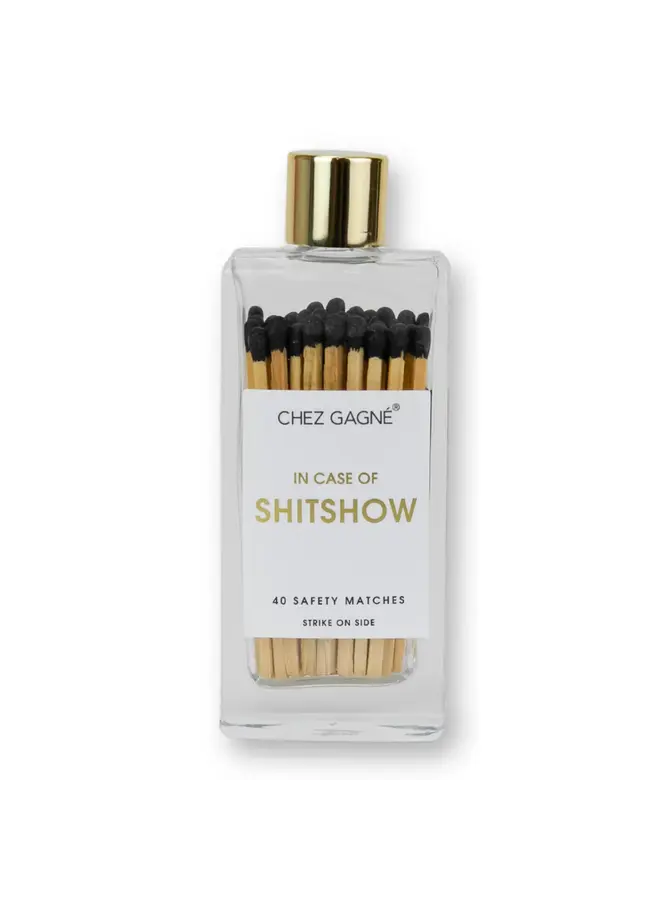 In Case of Shitshow Glass Bottle Matches (Black)