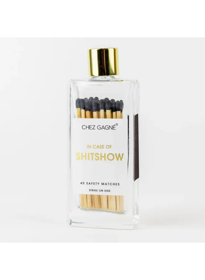 In Case of Shitshow Glass Bottle Matches (Black)