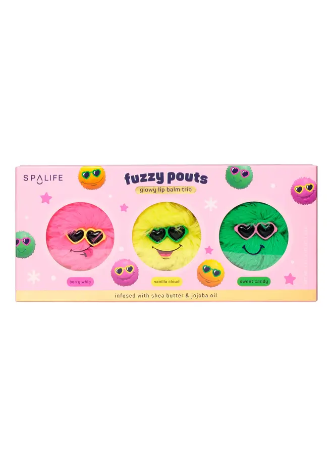 Fuzzy Pouts Głowy Lip Balm Trio