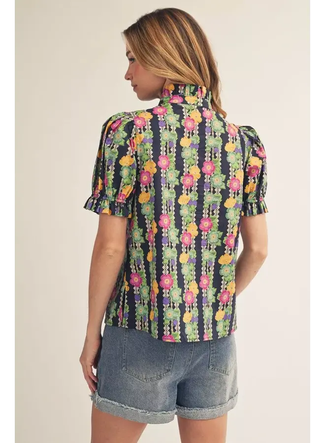 Maggie Button Front Floral Blouse -