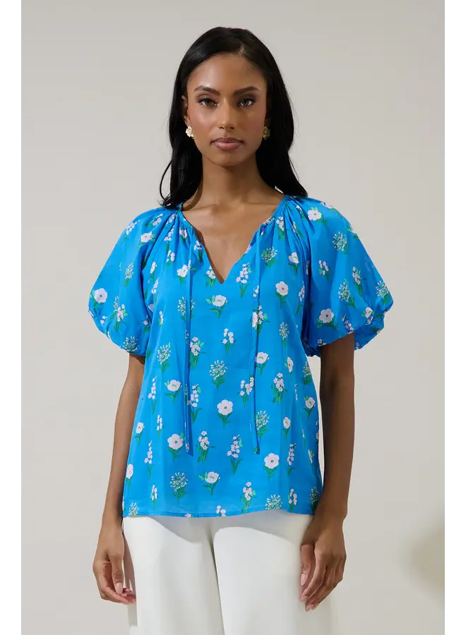 Jazleen Floral Balloon Sleeve Top -