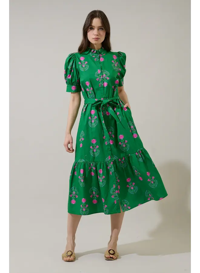 Saura Floral Giles Button Up Midi Dress -