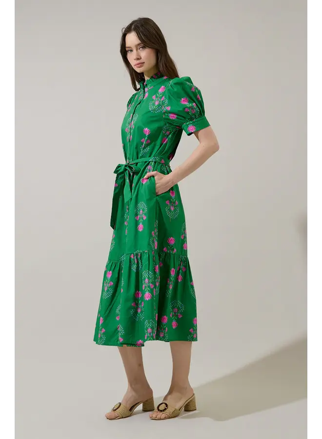 Saura Floral Giles Button Up Midi Dress -
