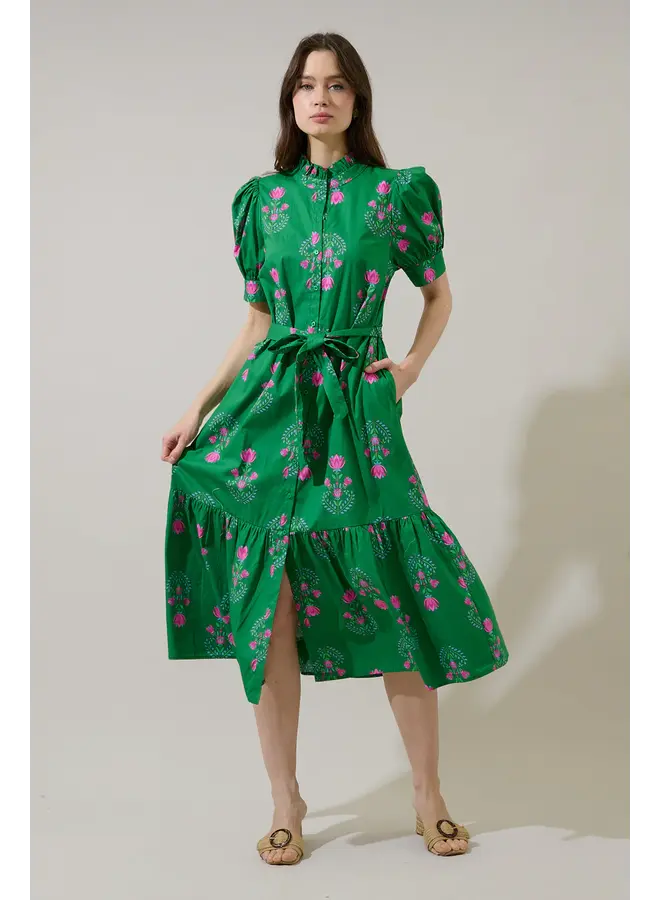 Saura Floral Giles Button Up Midi Dress -