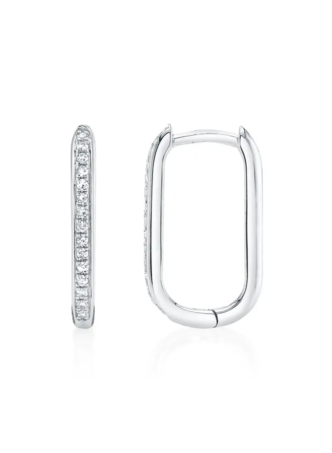 14K White Gold/Diamond Oval Hoop (.08ct)