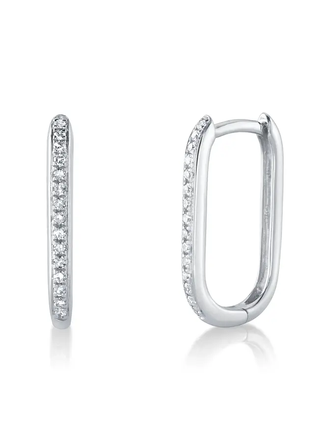 14K White Gold/Diamond Oval Hoop (.08ct)