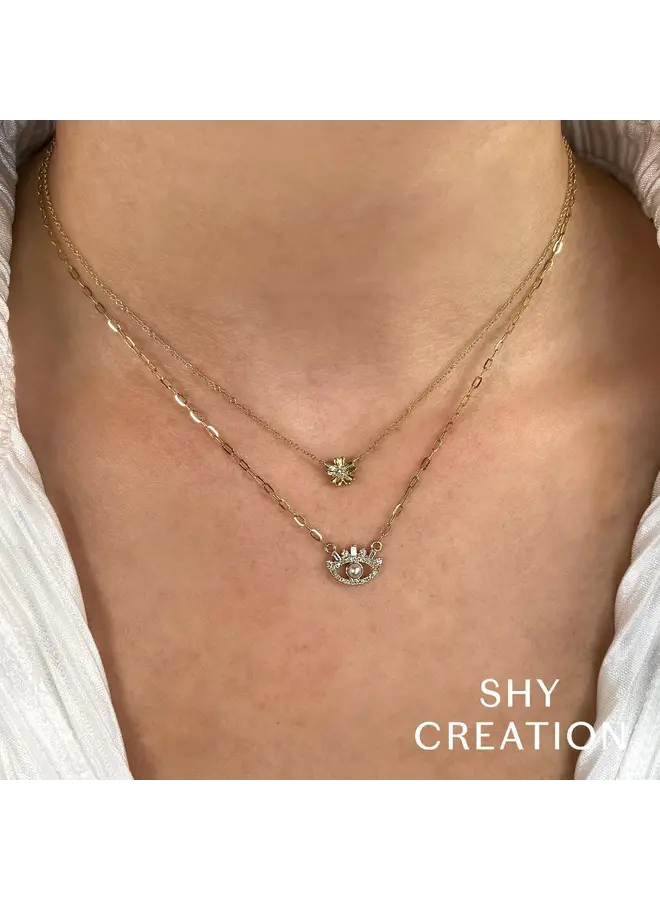 0.03ct 14KYG Diamond Flower Necklace