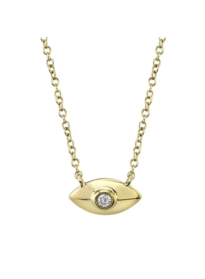 14K Yellow Gold/Diamond Evil Eye Necklace (.03ct)