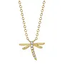 14K Yellow Gold/Diamond Dragonfly Matte Necklace