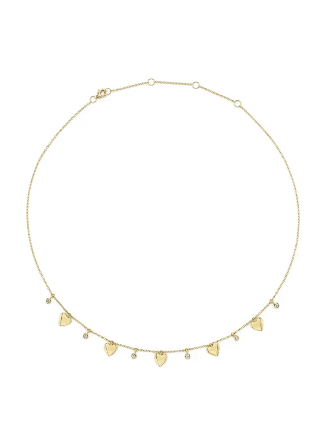 14K Yellow Gold/Diamond Bezel Heart Necklace (.12ct)