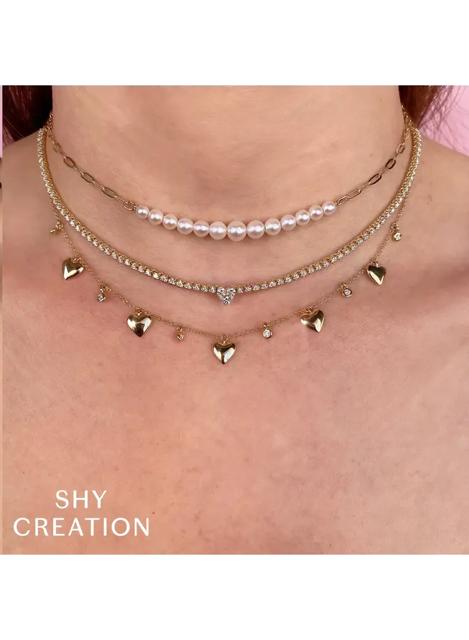 14K Yellow Gold/Diamond Bezel Heart Necklace (.12ct)