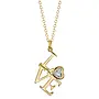 14K Yellow Gold/Diamond Heart Bezel LOVE Necklace